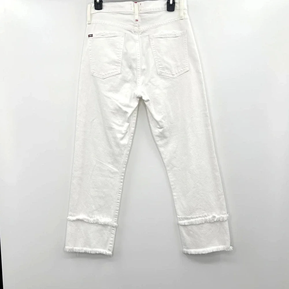 AO.LA Alice + Olivia Amazing High Rise Jeans Women's 29 White Double Denim Hem - Picture 2 of 7